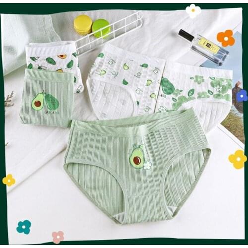 Fashion Womens panties Avocado Printed Underwear Lady Green Briefs Female Cotton Lingerie Ladies Cartoon Girls Panty