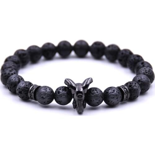 Trendy Fashion Mens Bracelet 8MM Natural Lava Stone Elephant Beaded Yoga Bracelet Mens and Womens Jewelry Gift