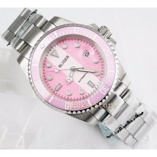 BLIGER 40mm Ceramic Bezel Luminous sapphire automatic Date Day mens watch Analogique montre-bracelet Marque Luxe Ray Homme