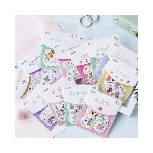 45 pieces / more PVC Japanese cat kawaii cute girl custom stickers to plan stationery stationery traveler notebook accessories s