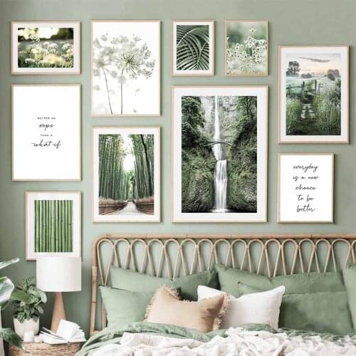 Bamboo Palm Leaf Dandelion Waterfall Wall Art Canvas Painting Nordic Posters And Prints Wall Pictures For Living Room Home Decor