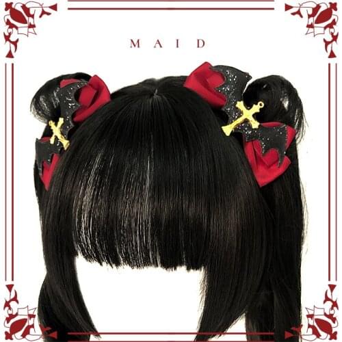 Original Handmade Holy Halloween Series Multicolor Bat Bow Edge Clip Lolita Headdress Hair Accessories Girls Hair Accessories