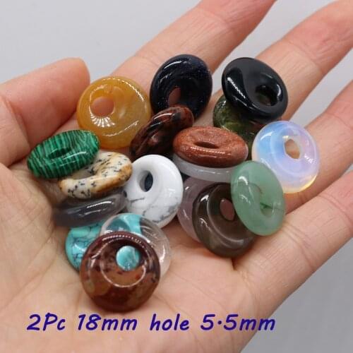 2pc Natural Stone Pendants Big Hole Lapis lazuli Opal Crystal Beads for Trendy Jewelry Making Earrings Necklace Gifts