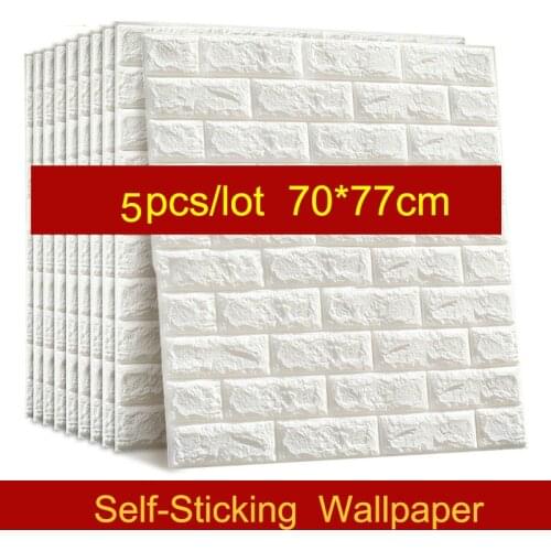 5PCS Self Adhesive Waterproof TV Background Brick Wallpapers 3D Wall Sticker Living Room Wallpaper Mural Bedroom Decorative