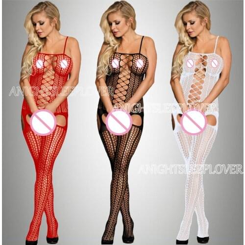 Pron Sexy Bodystockings Women Fishnet Open Crotch catsuit Mesh tights Lingerie Erotic Bodysuit Sleepwear Crotchless Teddies