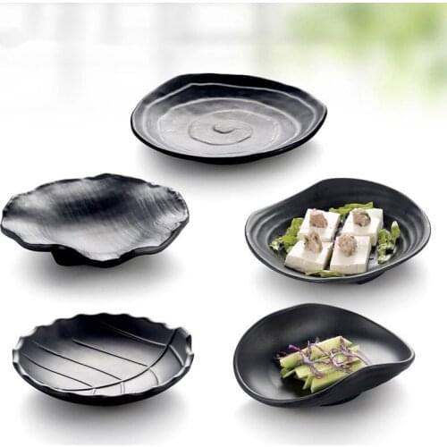 SIA-HUAT New Special Shaped Hotpot Tableware Platter Snack Plate Creative KTV Snack Black Frosted Imitation Porcelana Tableware