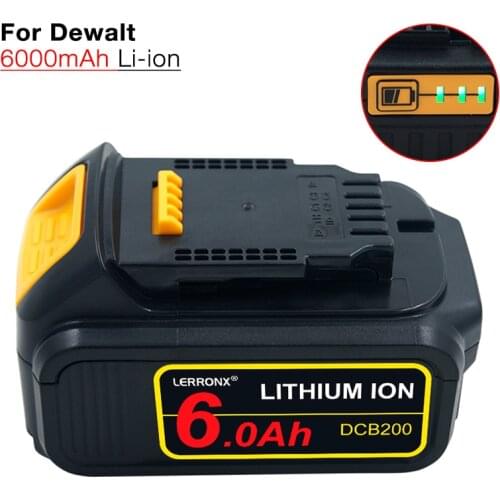 20V 6.0Ah Replacement Li ion Battery for Dewalt 18V 20V DCB184 DCB182 DCB180 DCB181 DCB182 DCB201 DCB200 DCB205-2 DCB205 DCB203