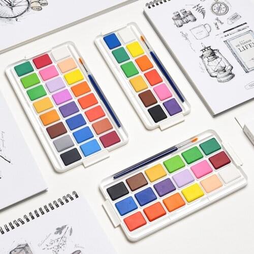 12/18/24 Colors Solid Watercolor Paint safety non-toxic for Children Painting Pigment Supplies