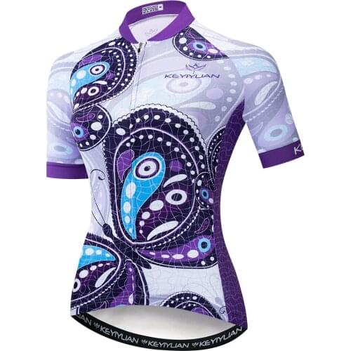 KEYIYUAN 2021 Cycling Jersey Women Breathable Short Sleeve Bike Tops Qick Dry Maillot Ciclismo Bicycle Shirts Blusa Feminina