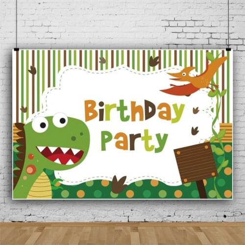 Cartoon Animals Happy Birthday Party Background Photo Wall Poster Striped Customize Name Age Backdrops Vinyl Photography