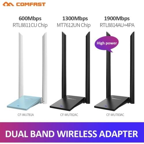 High Power Wireless WiFi USB Adapter 600M-1900Mbps Dual Antenna USB WiFi Network Card Dual band WiFi Receiver Adaptador WiFi