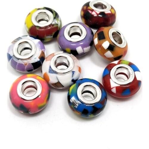 YIQIFLY free Shipping 50pcs 14mm diameter 2018 new style mix colors round resin beads fit European charms bracelet DIY