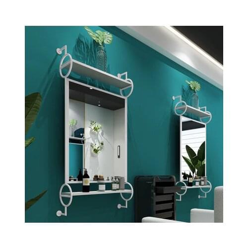 Nordic barbers mirror stage light luxury iron art hairdressing single mirror net red hair salon decoration hair cutting mirror