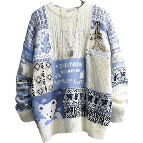 Red Sweater Women Christmas Loose Lazy Wind Outside Wear 2021 Autumn and Winter New Snowflake Round Neck Sweater Top Trend