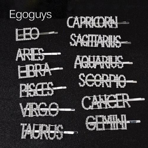 1Pc Shining Constellation Letter Hairpins Girls Crystal Rhinestone HairClip Women Styling Tool Hairgrip Diamond Hair Accessories