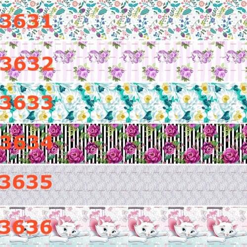 10yards - different sizes - Flowers printed grosgrain ribbon - flower pattern/pink/ girl style ribbon