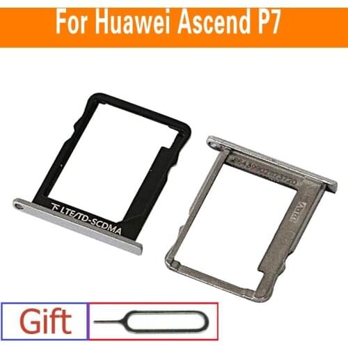 100% Genuine Sim &Micro SD Card Tray Holder for Huawei Ascend P7 Sim Card Slot Tray reader Adapter gray color Replacement repair