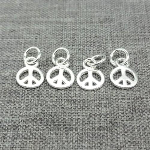 15 Pieces 925 Sterling Silver Peace Sign Symbol Charms for Bracelet Necklace