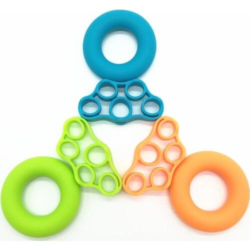 2Pcs/set Silicone Hand Grip Strengthener Finger Stretcher Hand Exercise Gym Fitness Grip Finger Rehabilitation Trainer Ring Pow