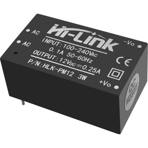Free shipping 2pcs original Hi-Link ac dc 12v 3w mini power supply module 220v isolated switch mode transformer HLK-PM12