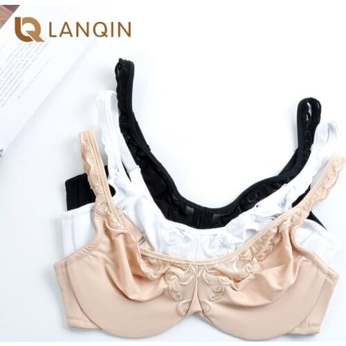 Womens Full Coverage Embroidered Underwire Non-padded Minimizer Bra Plus Size