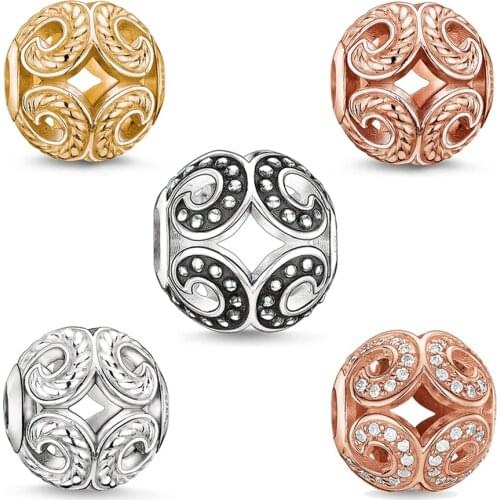 Black Gold Strong Wave Charm Beads 925 Sterling Silver Fit Europe Bracelet Necklace Jewelry Accessories Women Men Wholesale Gift