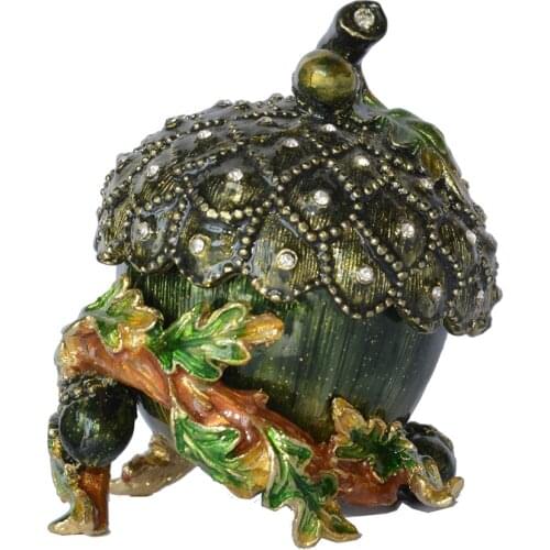 Acorn nut trinket & jewelry box for necklace earring storage organization metal tabletop novelty gifts