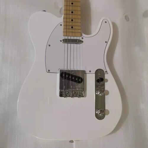 Tele Electric Guitar White Color Basswood Guitar Body Maple Fingerboard Silver Hardware High Quality Free Shipping