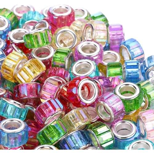 10Pcs Gold Color Stripe 5mm Large Hole European Beads Fit Pandora Bracelet Murano Charms Stopped Clip Beads Women DIY Jewelry