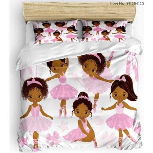 Cute Girl Ballerina Dancer Gymnastic Bedding Sets 2/3 Piece Single Double Queen King Size Bed Comforter Cover Home Bed Linen Set