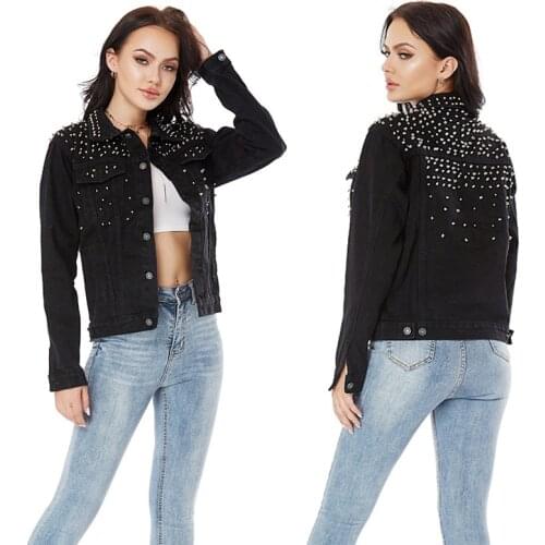 Short Denim Jackets Women Long Sleeve Vintage Casual Jean Jacket Bomber Denim Coat