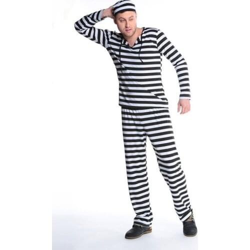 Halloween Men Prisoner Costumes Set Adult Dress Suit Cosplay Prisoner Play Role For Movies Masquerade Game Male Clothes 2021