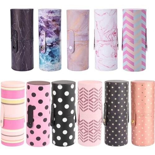 1pc Leather Makeup Brush Pen Storage Empty Holder Cosmetic Cup Case Box Makeup Brush Holder Bag Brushes Organizer Make Up Tools