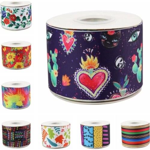 HSD Ribbon free shipping 3" 75mm heat transfer printed Denim fabric series Grosgrain Ribbon 50Yards per Roll