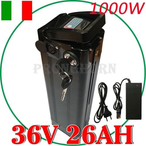 36V Lithium Battery 36V 10Ah 13Ah 15Ah 18Ah 20Ah 25Ah 26Ah Silver Fish Electric Bike Battery for Bafang 8Fun 500W 1000W Motor
