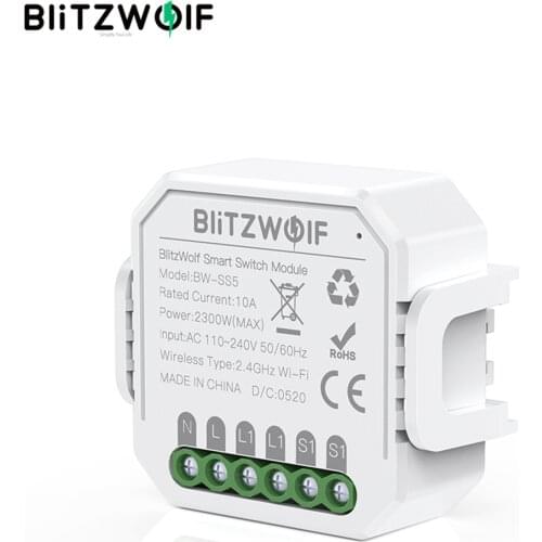 BlitzWolf BW-SS5 Smart Home 10A 2300W Two Way WIFI Smart Switch Module APP Remote Controller Group Control Timer Smart Socket