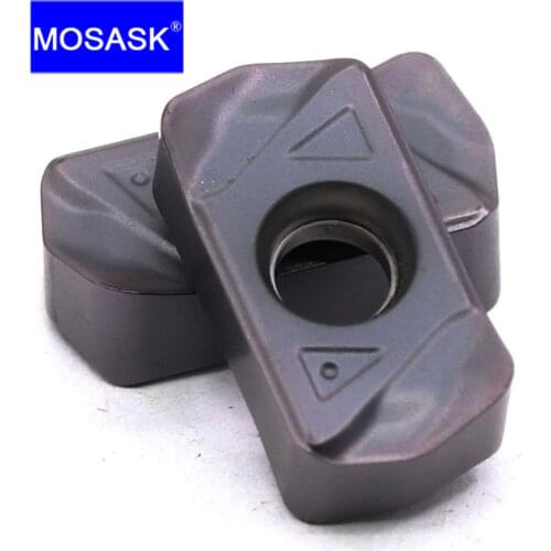 MOSASK 10pcs LNMU 0303 CNC Fast Feeding Lathe Machining End Mill Double Side Carbide Insert Milling Cutter