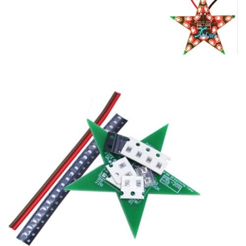 Students Training DIY Kit Five-Pointed Star Breathing Light Gradient LED Light for Christmas Soldering Training Red Green Blue