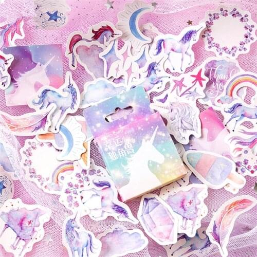 46 pcs/box Kawaii unicorn DIY Sticker child diary sticker Photo album decoration stickers office stationery School Office Supply
