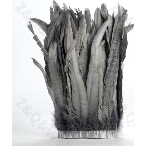 Natural 8-14 inch rooster tail dyed gray to make 2 meters of cloth edge DIY Latin shopping festival costume skirt decoration