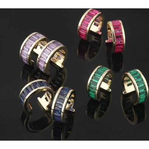 OMYFUN Ear Cuff No Piercing Earrings Multicolor Crystal Red Blue Green Purple Paved Bijoux Women Earrings Fashion Jewelry E108