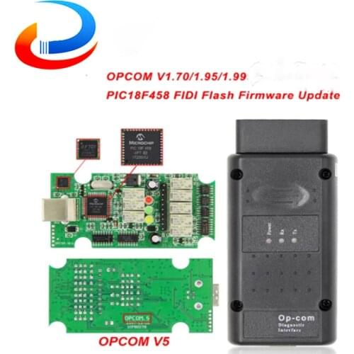 OPCOM V5 For Opel OP COM 1.70 flash firmware update OP-COM 1.95 PIC18F458 FTDI CAN BUS OBD OBD2 Scanner Car Auto Diagnostic