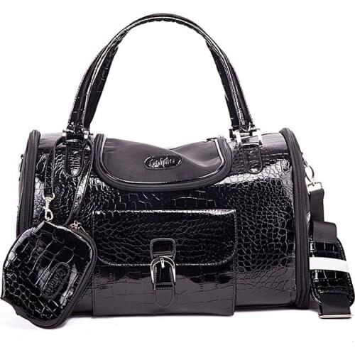 Portable Outdoor Pet Cat Dog Carrier Bag with Purse Leather Travel Small Dog Chihuahua Teddy Carrying Bag Handbag