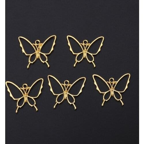 5Pcs Butterfly Resin Blank Frame Pendants Bezel Cabochon Setting Jewelry Making