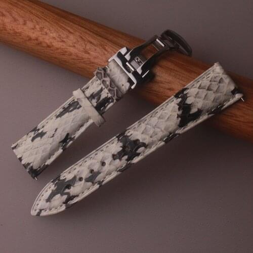 Good quality Watchbands White With Black 20mm 22mm Watch strap Genuine leather Snake band for Mens Wristbands bracelets Special