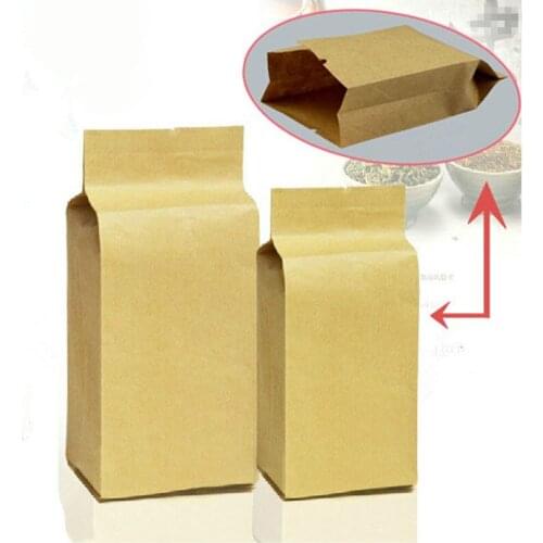 Retail 100Pcs/Lot 5*11+2.3cm 1.96"x4.33"+0.9" Open Top Kraft Paper Heat Seal Plastic Bags For Nut Tea Packing Kraft Paper Bag