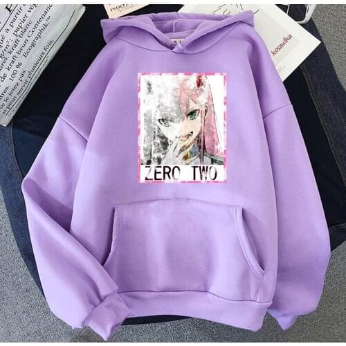 Janpanese Anime Darling In The Franxx Zero Two Cartoon Print Hoody Men Women Unisex Sweatshirts Fashion Cartoon Printing Hoodies