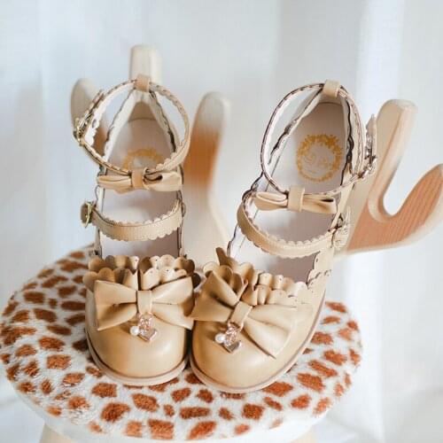 Harajuku Bow Jk Uniform Shoes Feminine Sweet Girls Female Kawaii Tea Party Japanese Cute Anime Lolita Shoes Low Heel Big Size 41