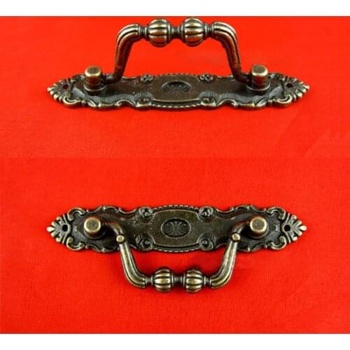 Vintage Drawer Pull Drop Swing Handles Dresser Pull Cabinet Knob Antique Bronze Handle for Kitchen Cabinet Wooden Box, 10.2x2cm