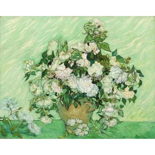 Vicent Van Gogh -A Vase of white Roses print on canvas for home decoration of wall art for living room